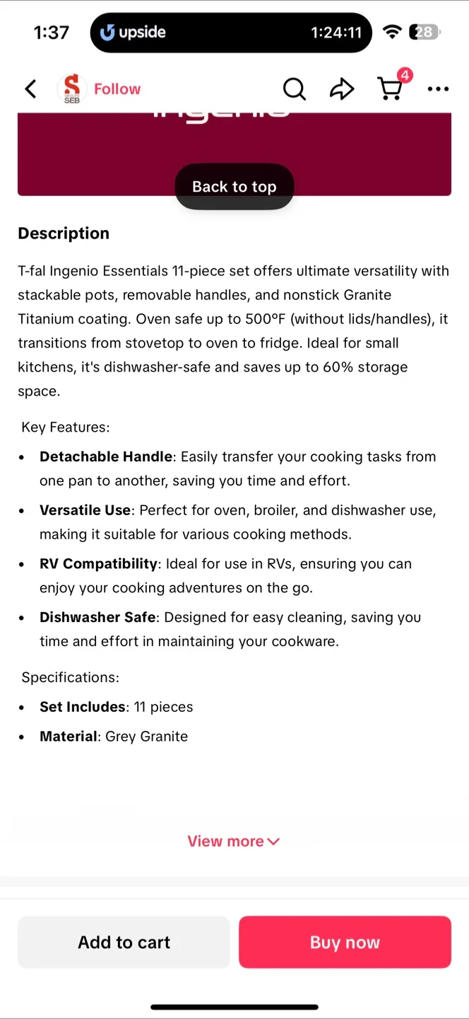 T-fal Ingenio Essentials 11-Piece Cookware Set - Grey Granite image indicator(2)