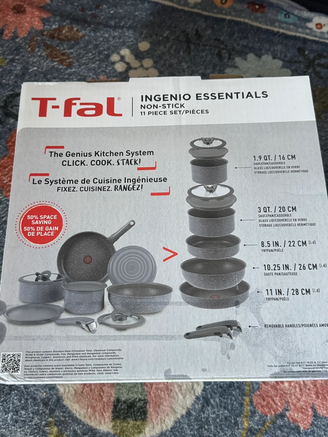 T-fal Ingenio Essentials 11-Piece Cookware Set - Grey Granite image indicator(10)