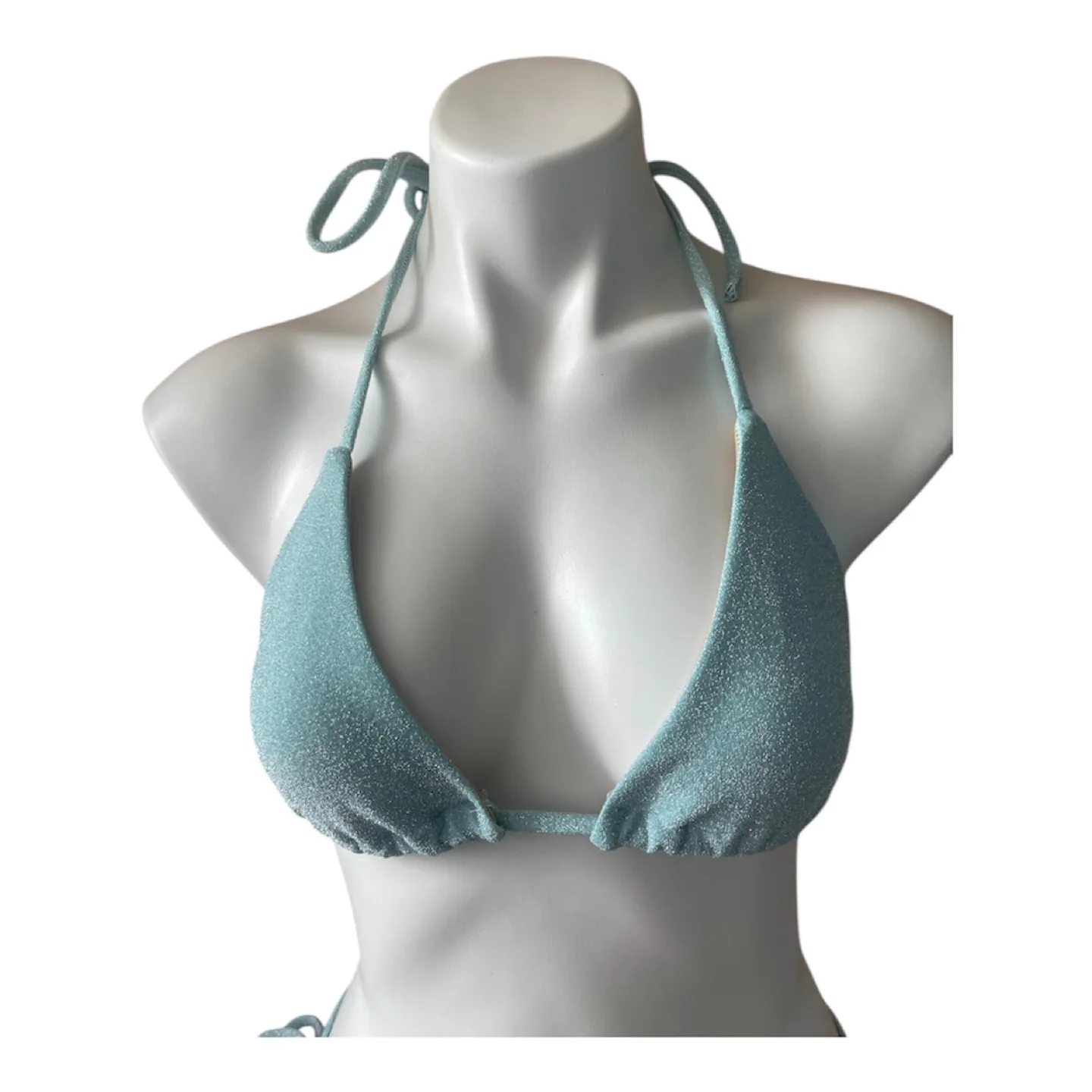 NWT Vintage 2000s Y2K String Bikini Set Sparkly Blue image indicator(3)