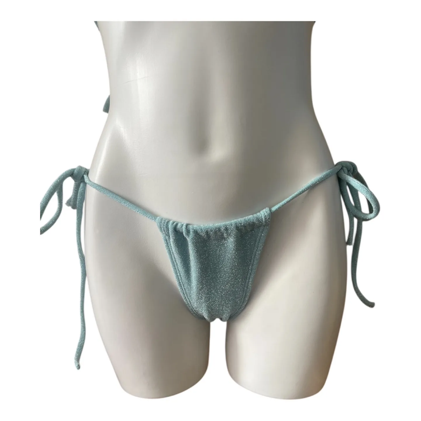 NWT Vintage 2000s Y2K String Bikini Set Sparkly Blue image indicator(6)