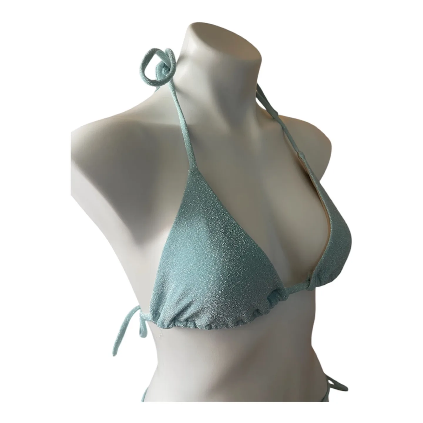 NWT Vintage 2000s Y2K String Bikini Set Sparkly Blue image indicator(4)