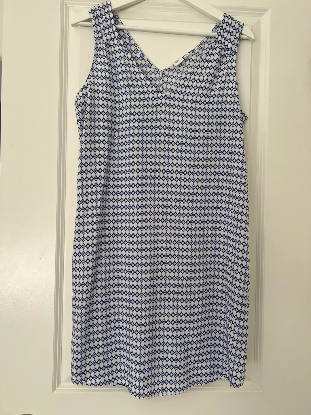 Gap V Neck Dress Blue- Purple & White Pattern Dress - Small thumbnail