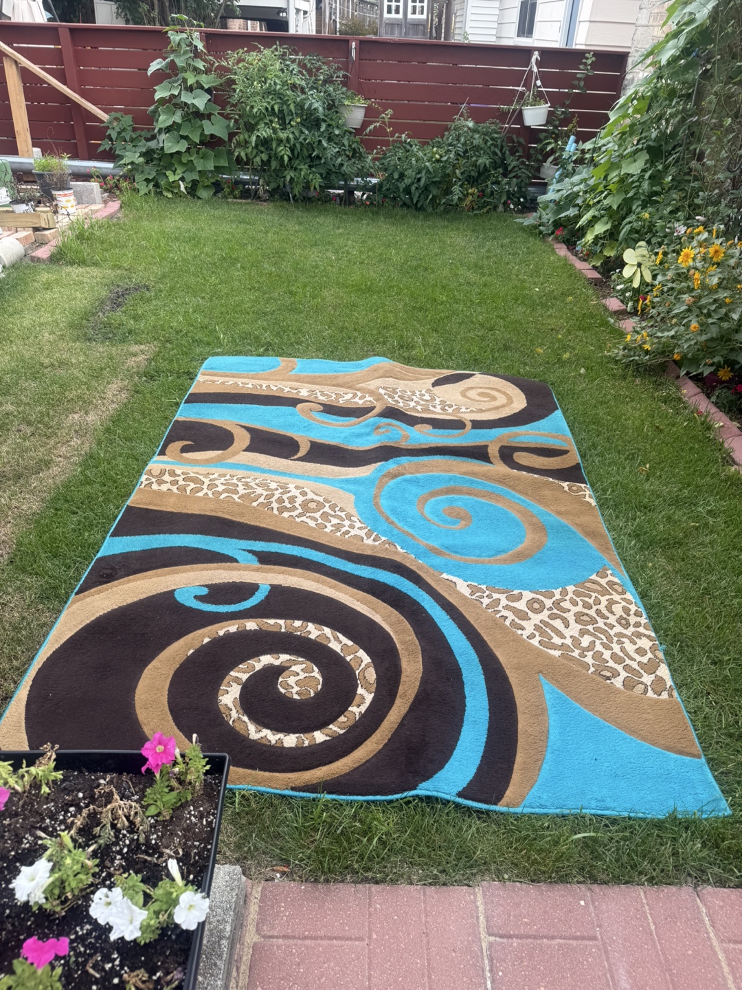 Swirl Pattern Area Rug - Blue, Brown, Tan - photo 3