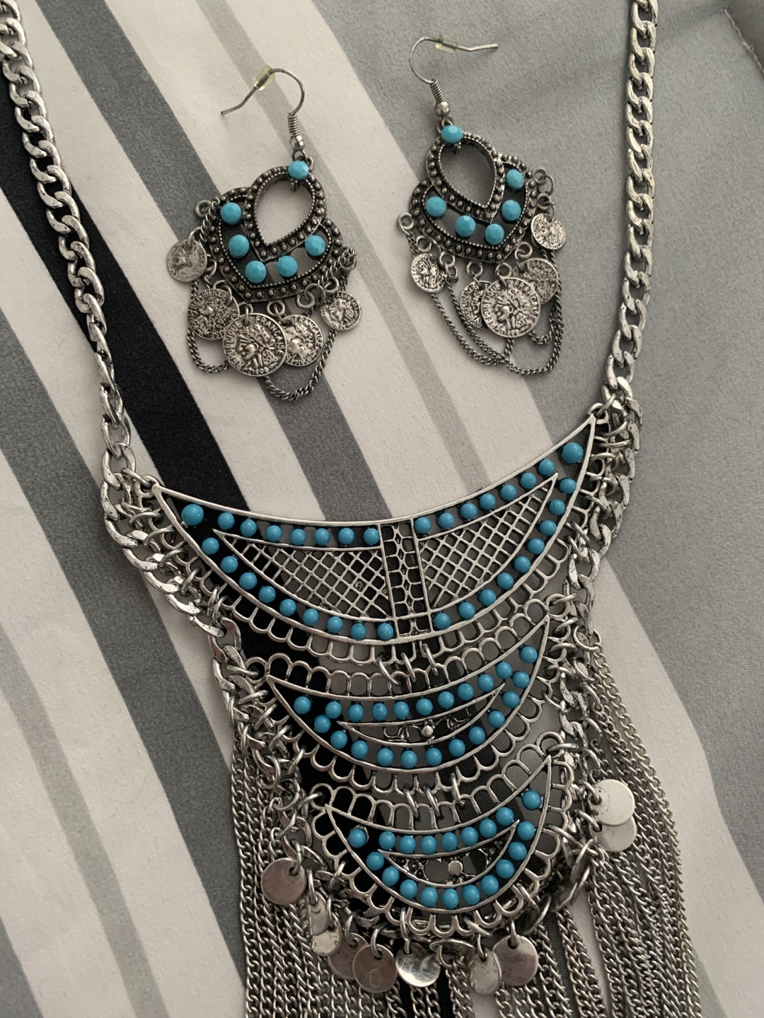 Necklace and Earring Set - Silver & Turquoise, Ardene - photo 2