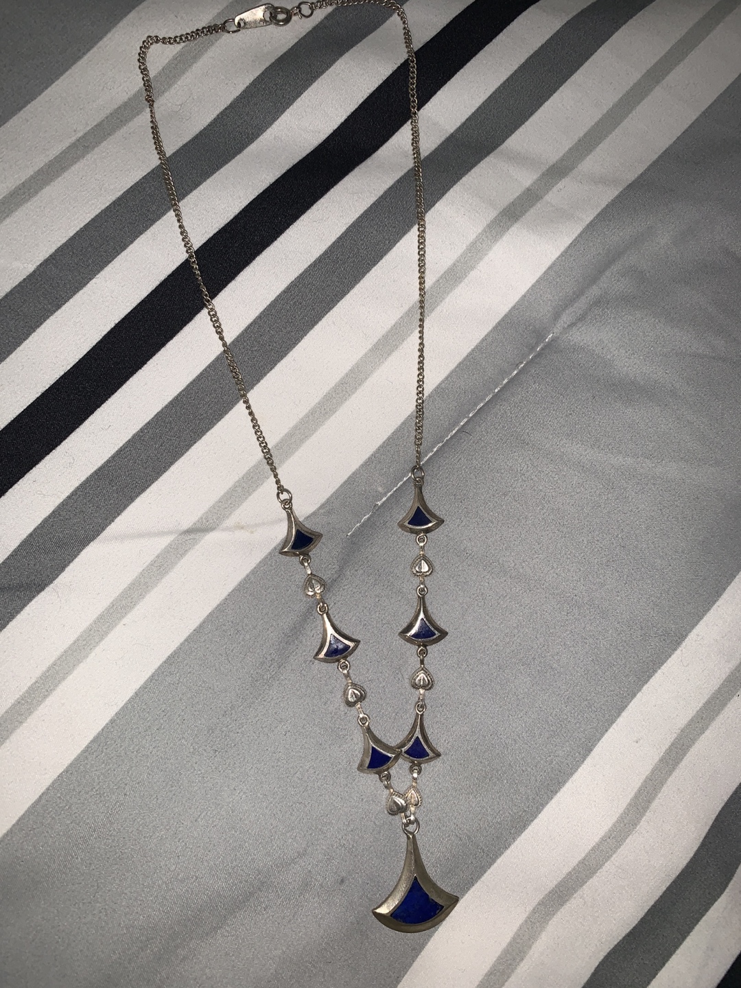 Silver Necklace with Blue Accents