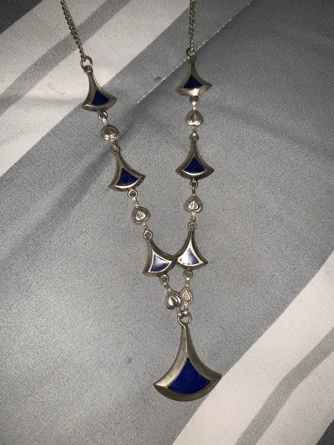 Silver Necklace with Blue Accents image indicator(2)