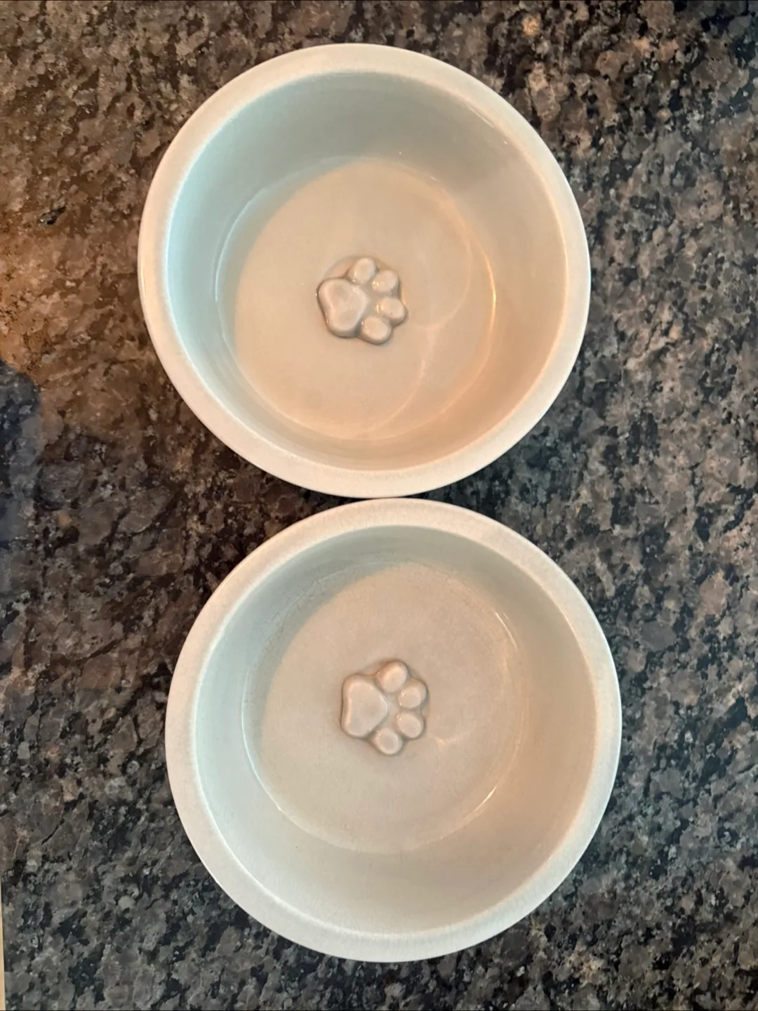 Ceramic Pet Bowls with Paw Print Design thumbnail