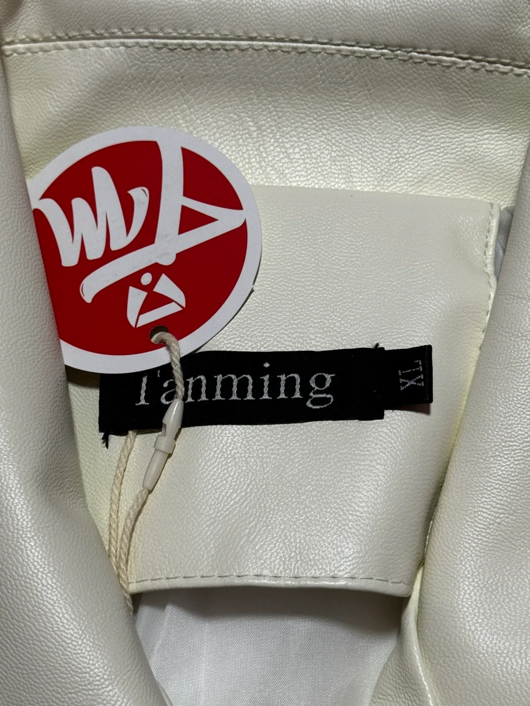 Tanming Cream Faux Leather Jacket - Size XL image indicator(4)