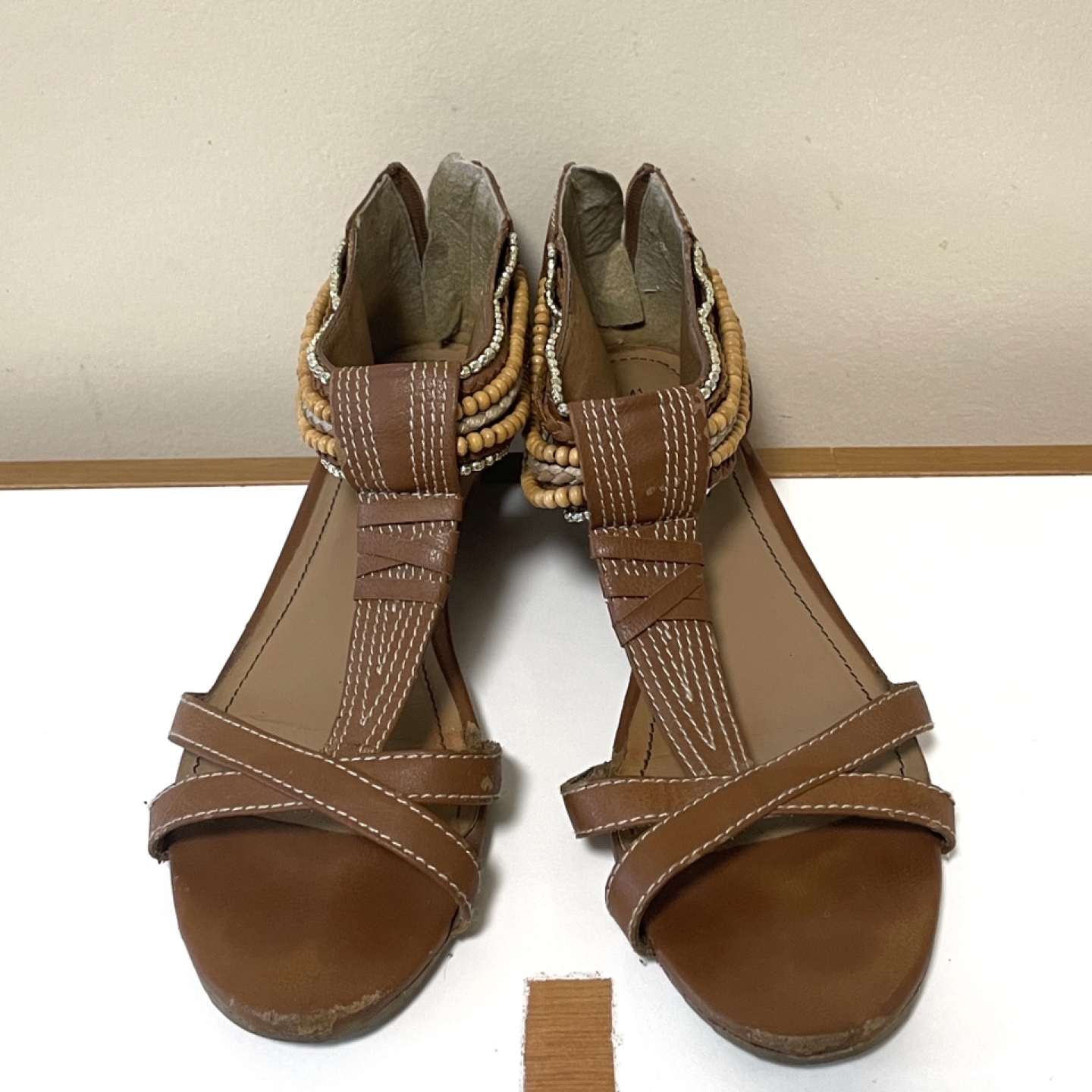 Beaded Wedge Sandals Sz 10 🧡