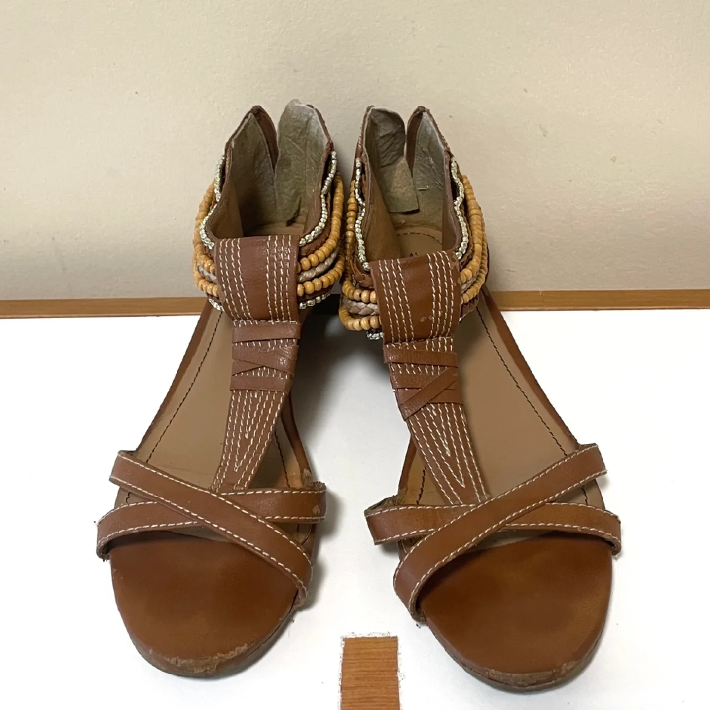 Beaded Wedge Sandals Sz 10 🧡 thumbnail