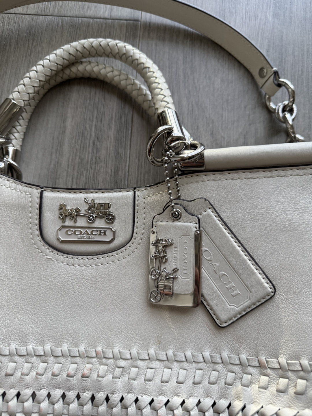 Coach White Leather Handbag - Style 19646 - photo 2