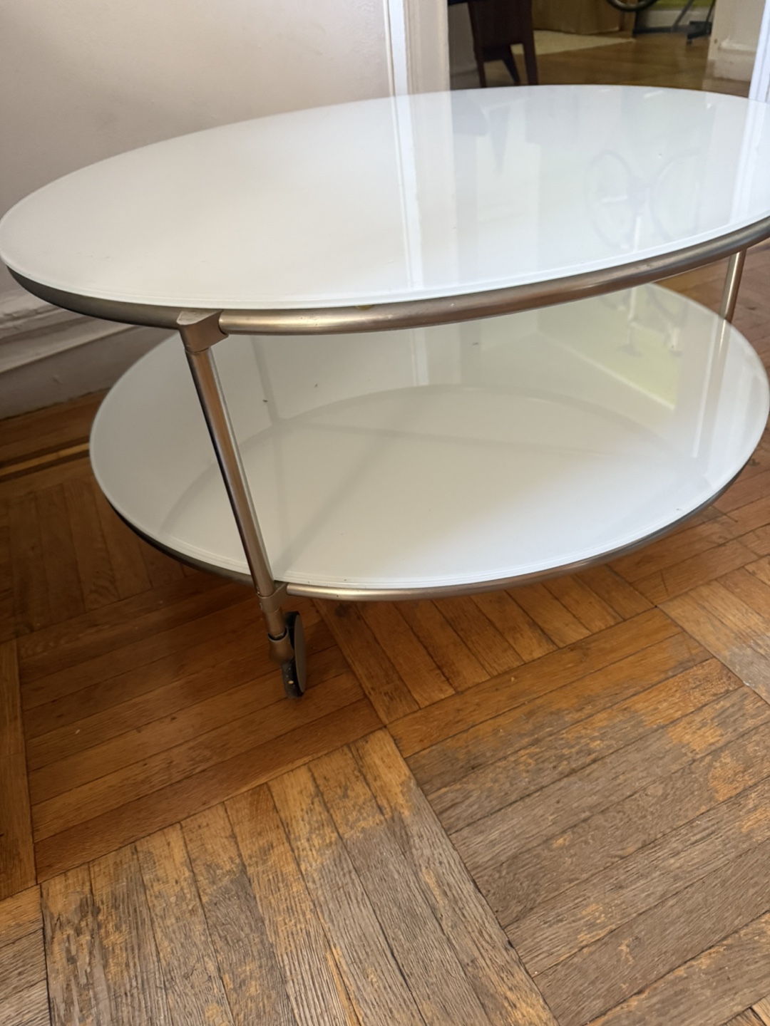 White Round Glass Top Coffee Table - photo 3