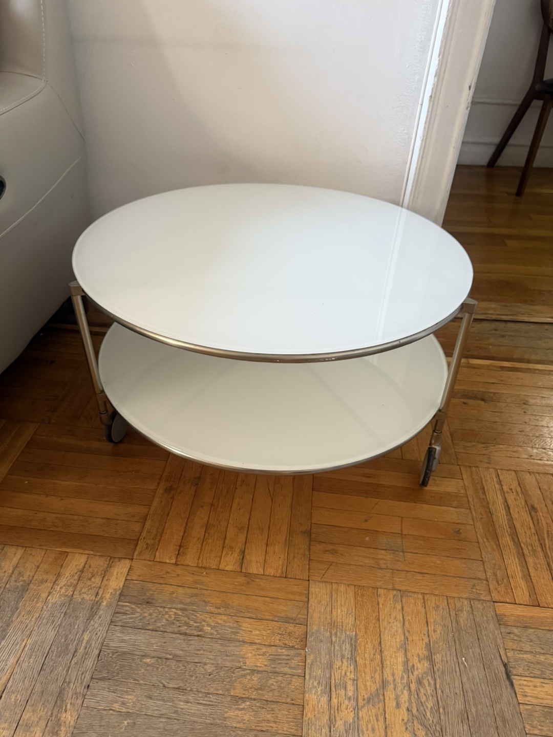 White Round Glass Top Coffee Table