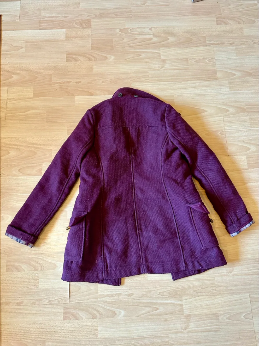 Burgundy Wool Duffle Coat - Size S image indicator(2)