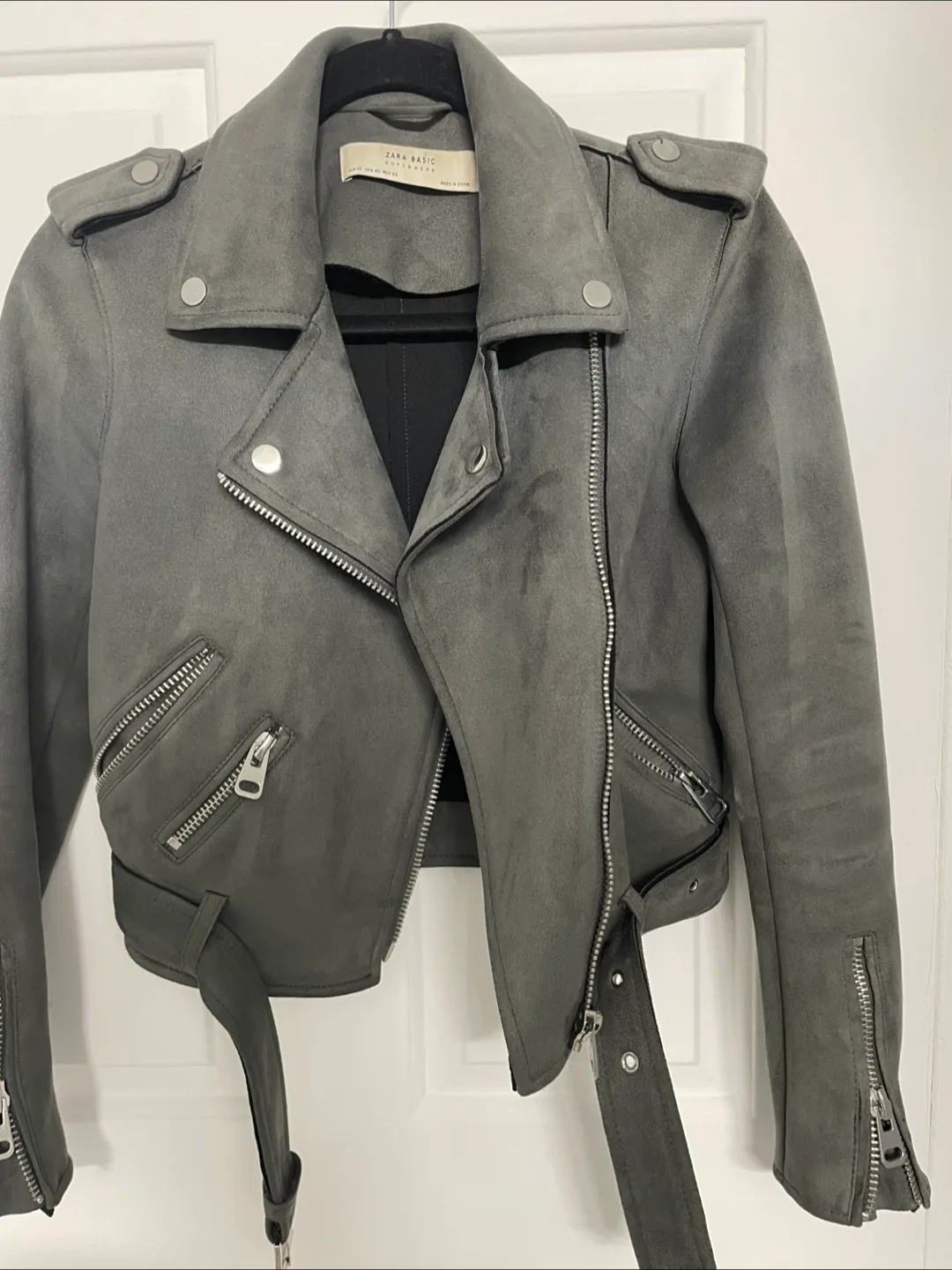Zara XS Gray Biker Jacket image indicator(3)
