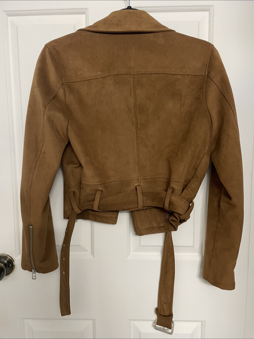 Talula Brown Suede Biker Jacket - Size Small - photo 2