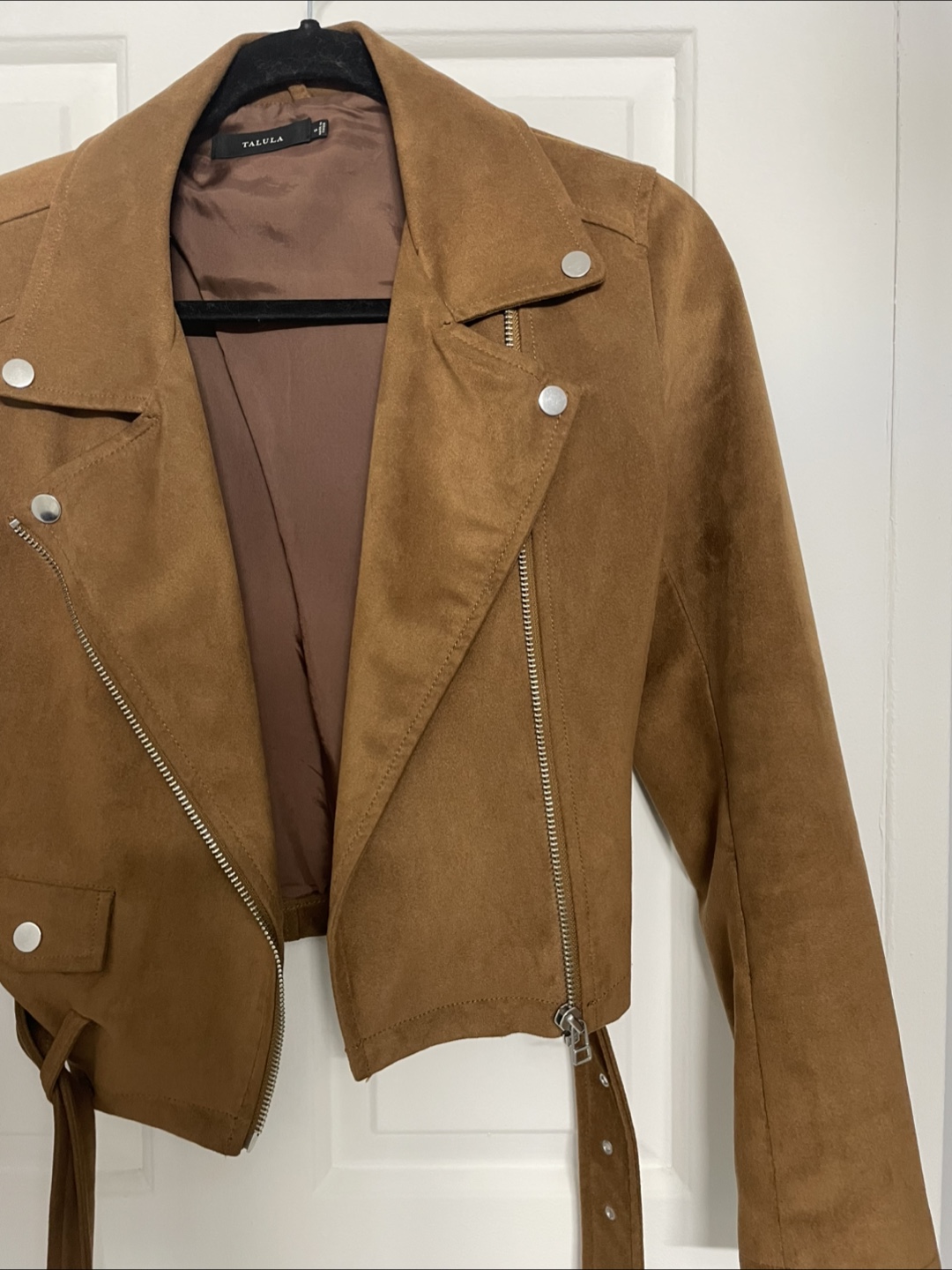 Talula Brown Suede Biker Jacket - Size Small - photo 3