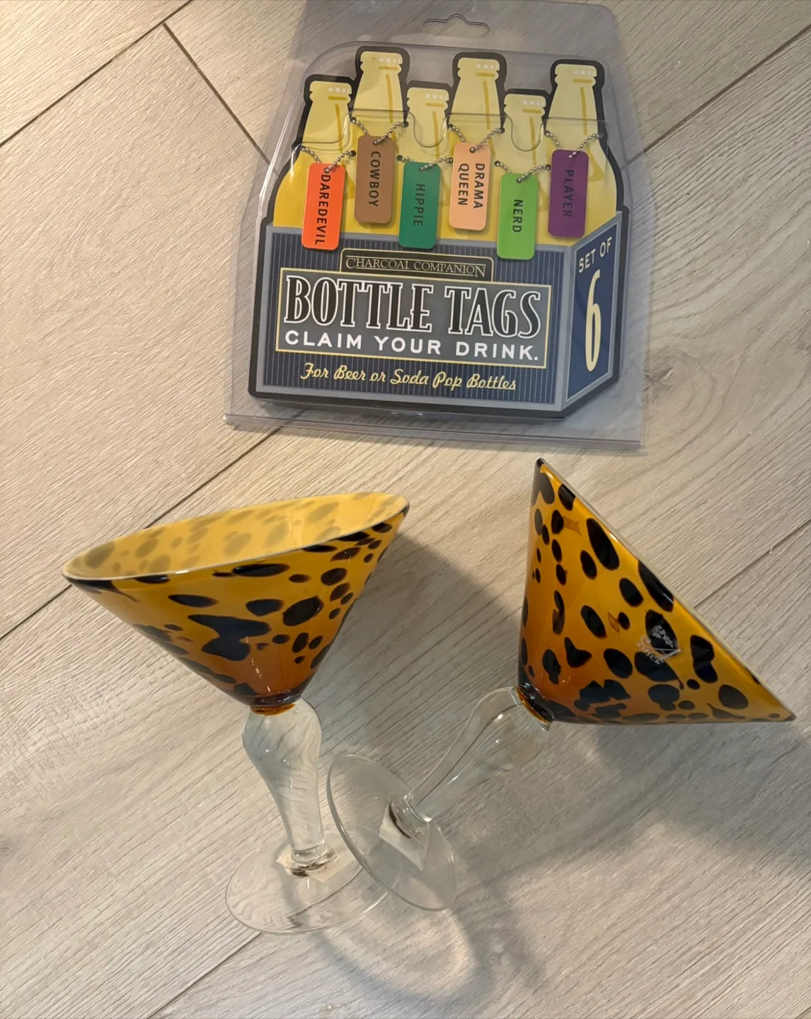 2 Martini glasses and beer tags thumbnail