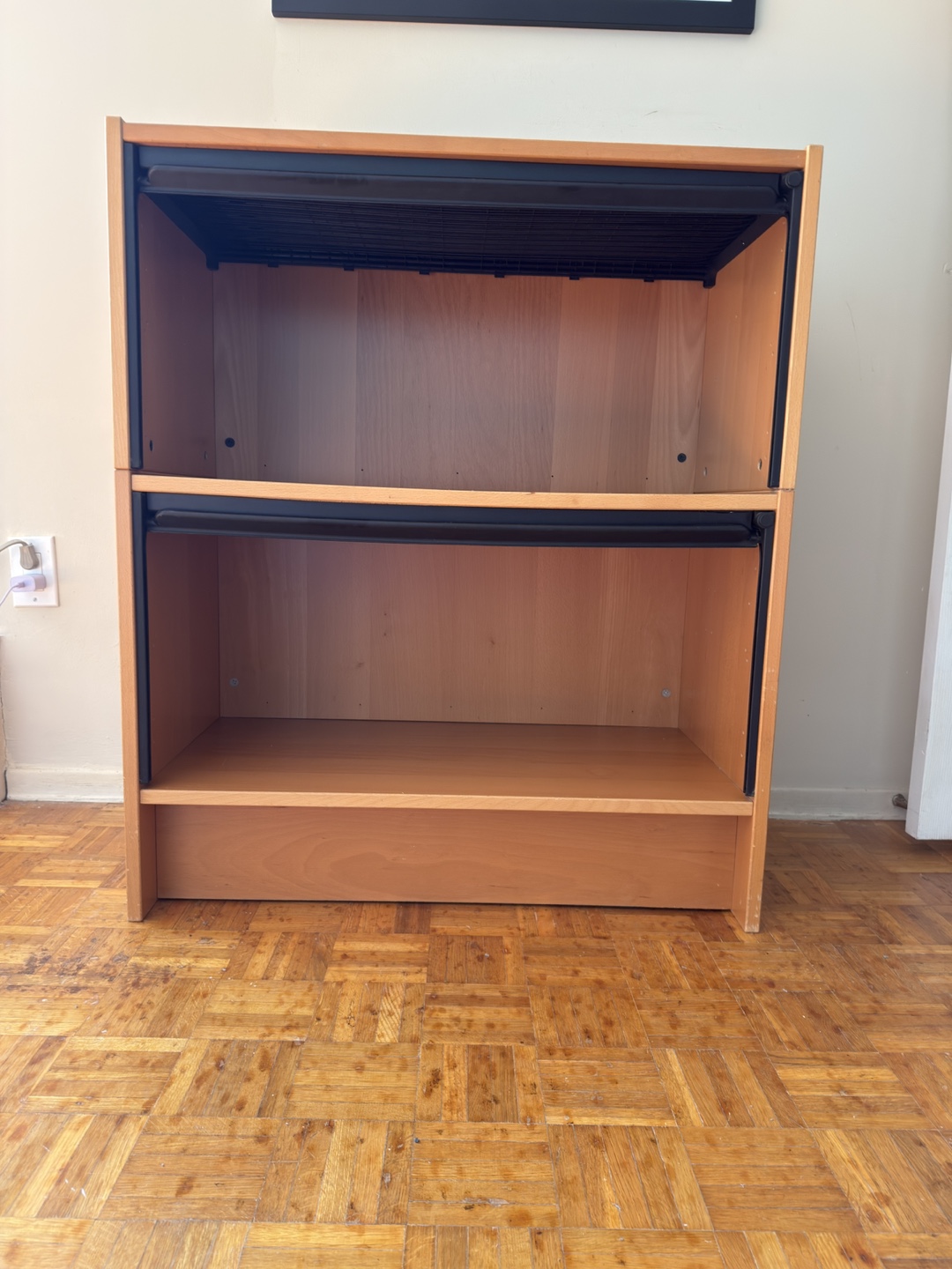Wooden Cabinet with Roll-Top Doors