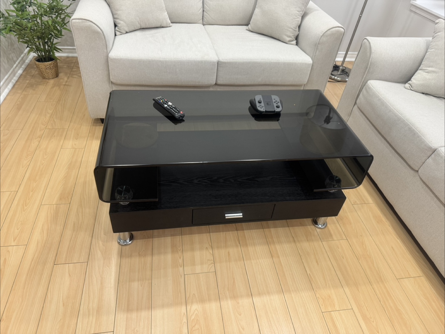 Black Glass Top Coffee Table