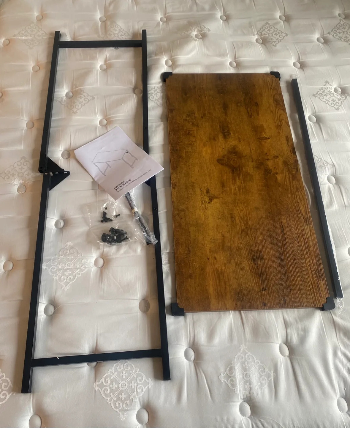 Brown Wood & Black Metal Table - Assembly Required thumbnail