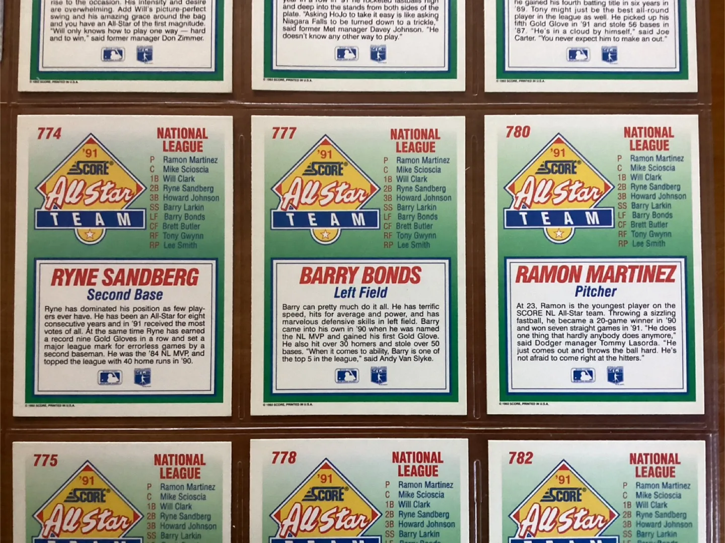 9. 1992 SCORE MLB Cards 773,774,775,776,777,778,779,780 & 782 image indicator(7)