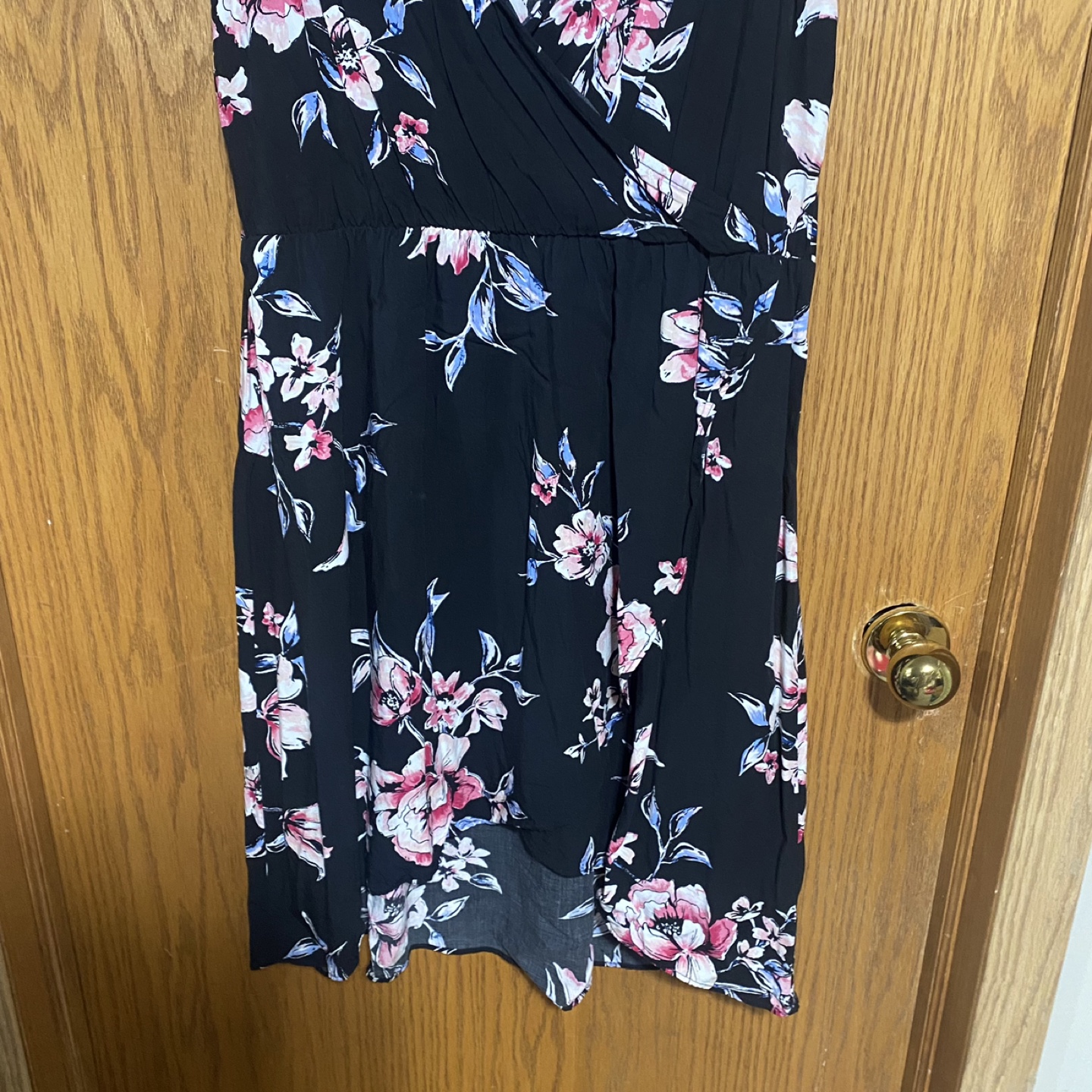 Floral double strap faux wrap bottom v-neck type dress - photo 5