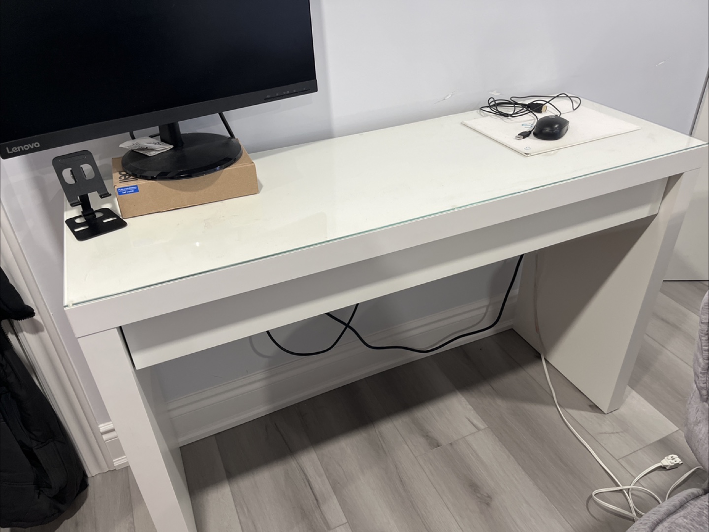 White Desk with Glass Top