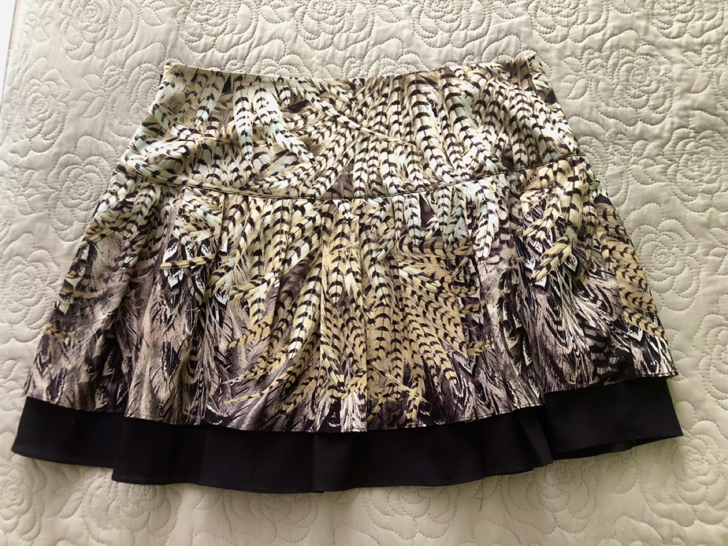 Feather Print Mini Skirt