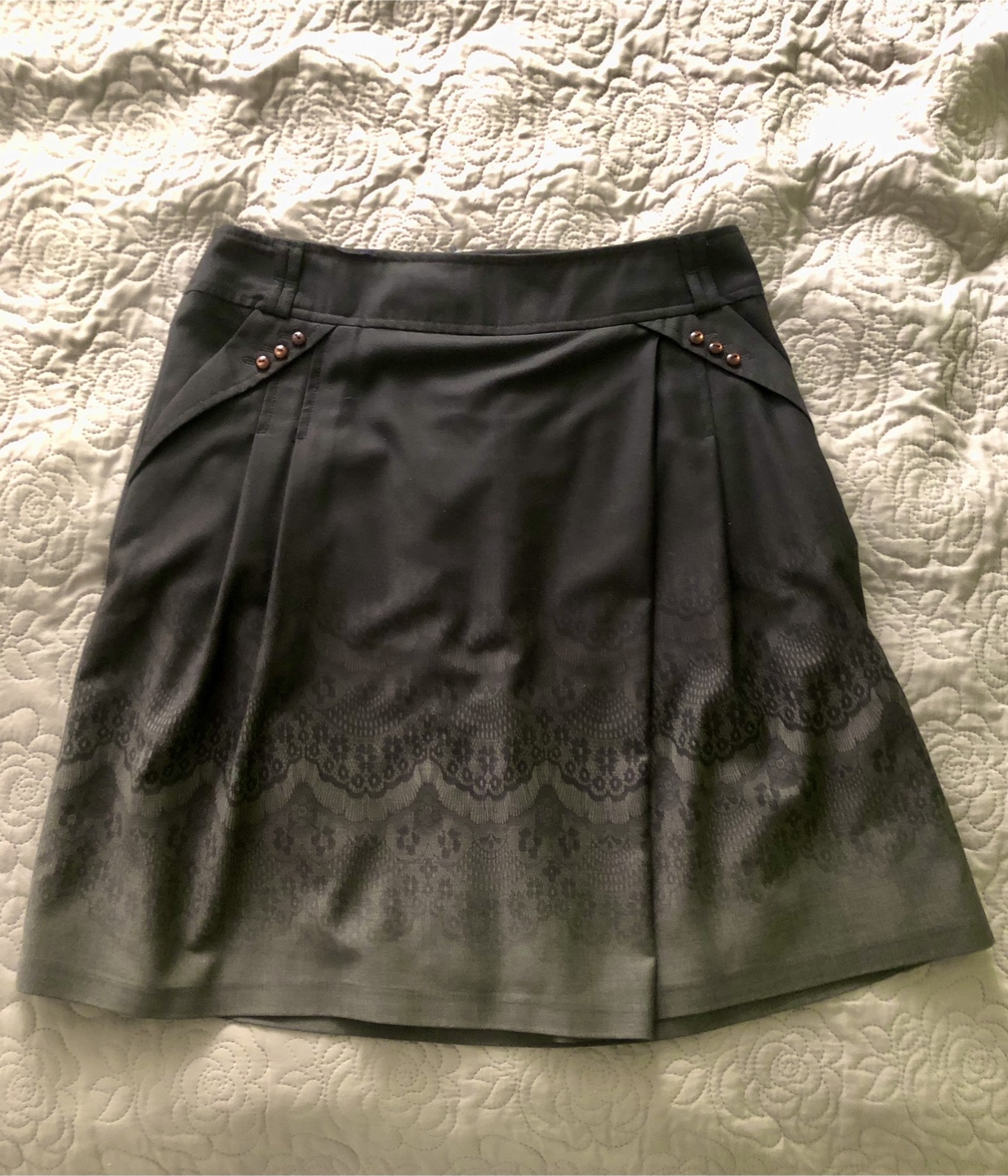 Skirt - Brown with Lace Pattern
