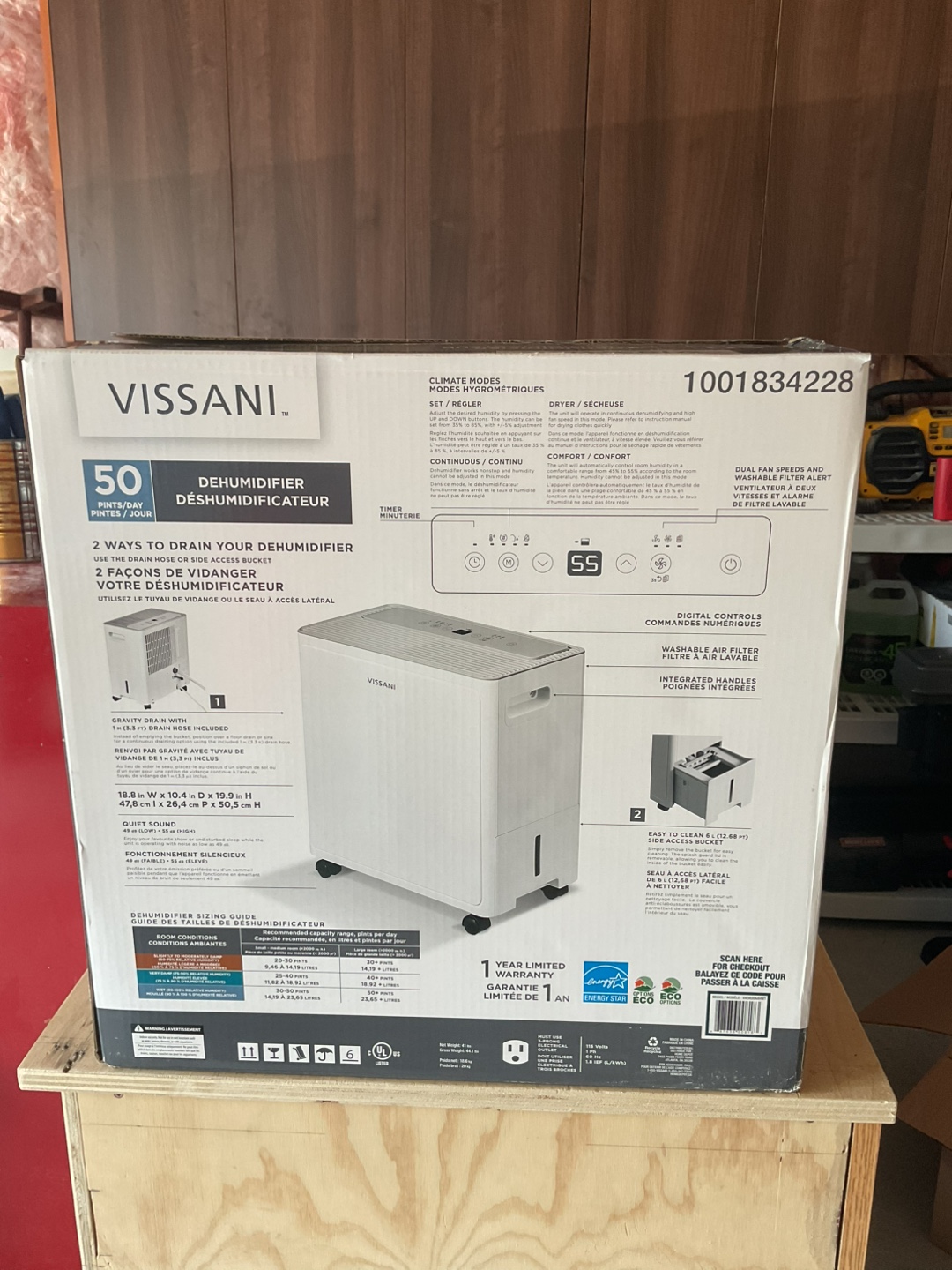 Vissani 50 Pint Dehumidifier