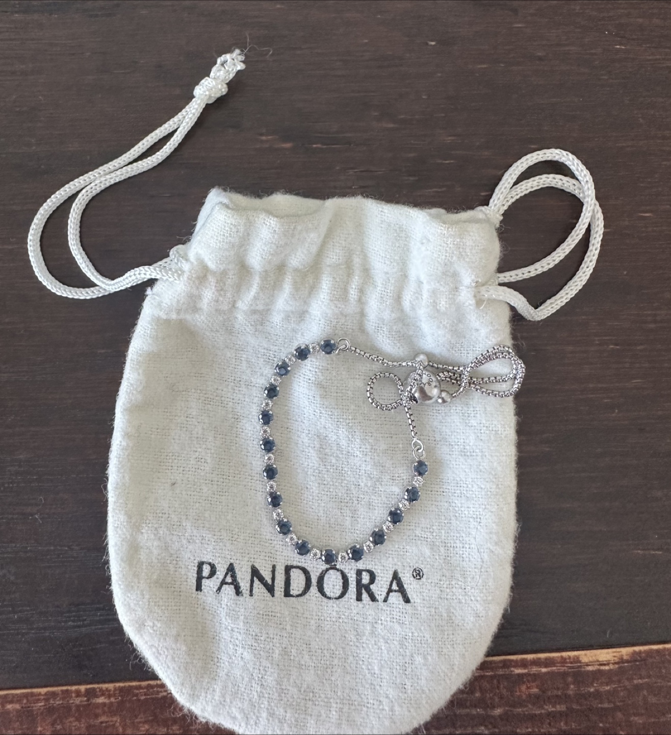 Pandora Silver Bracelet with Blue Stones