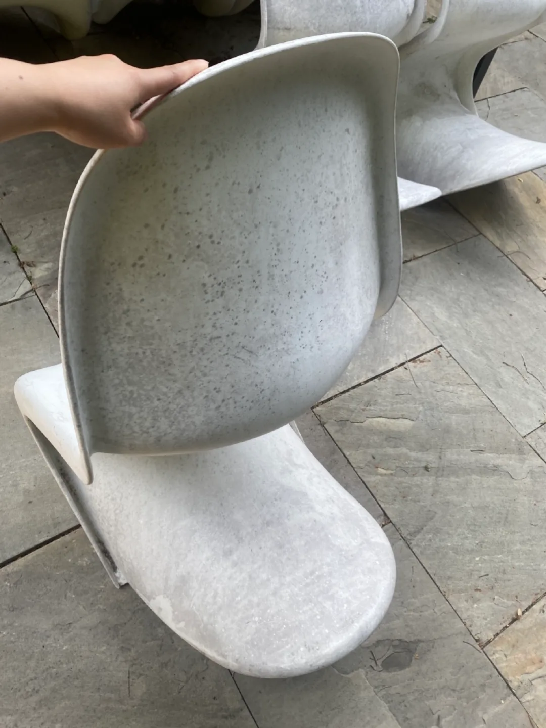 8 white Vitra Panton patio chairs image indicator(4)