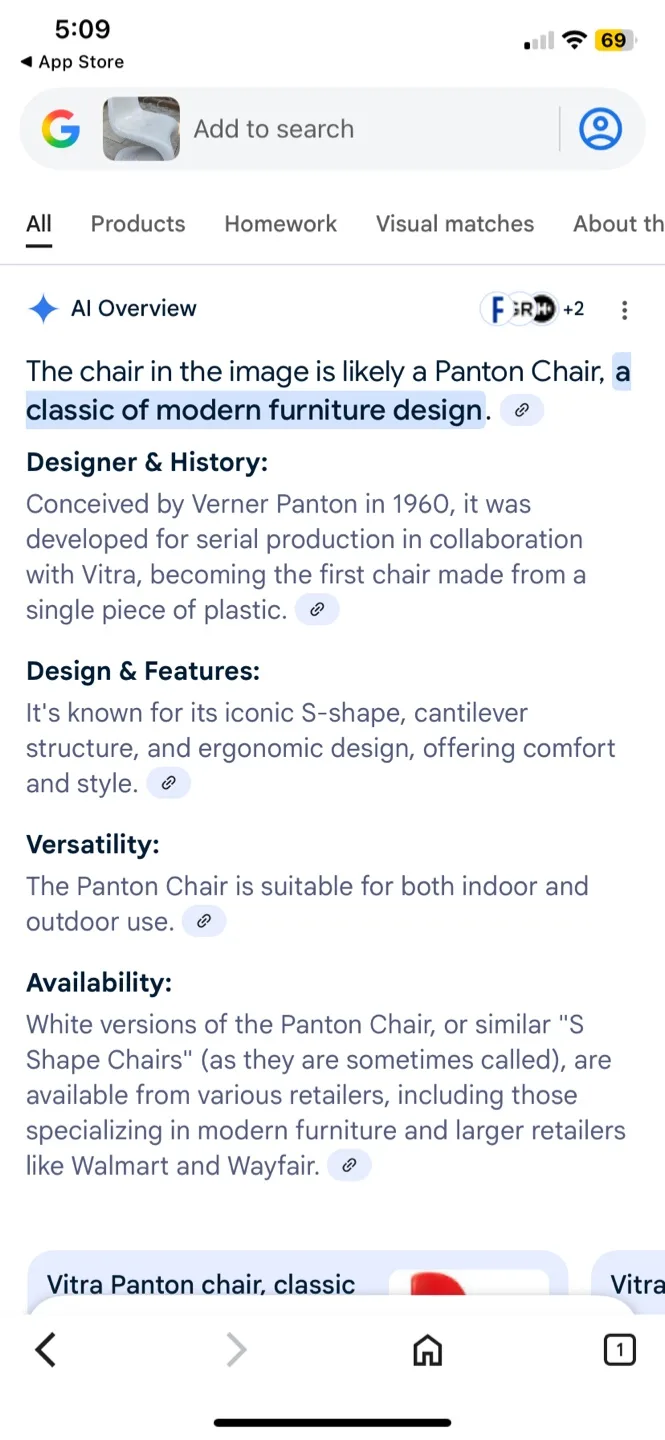 8 white Vitra Panton patio chairs image indicator(7)