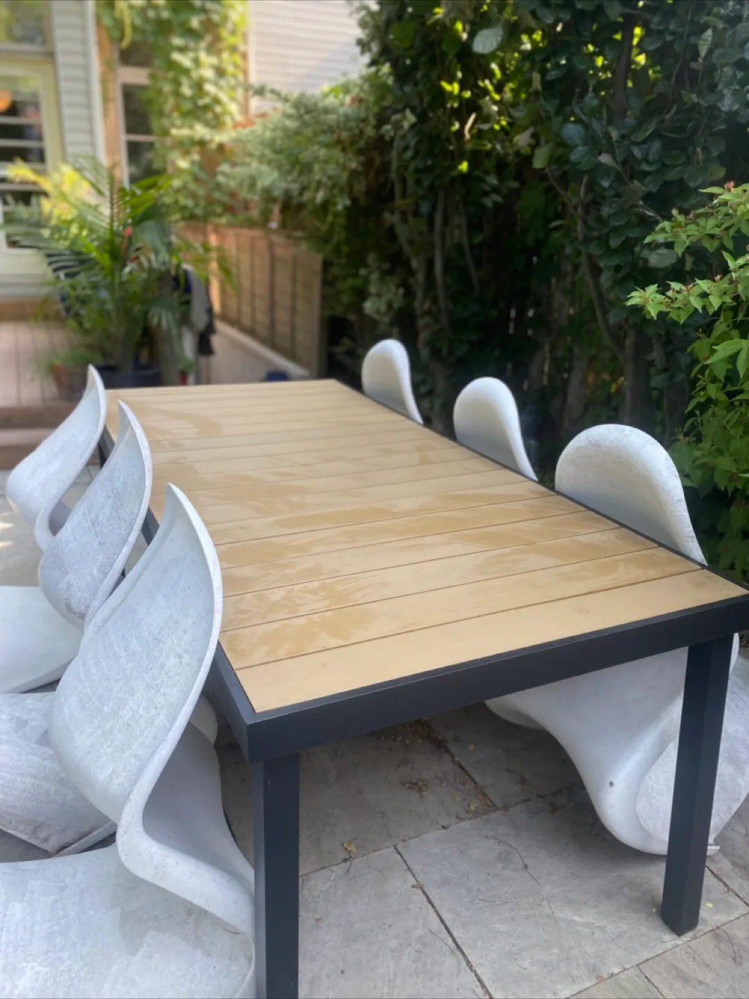 8 white Vitra Panton patio chairs image indicator(6)