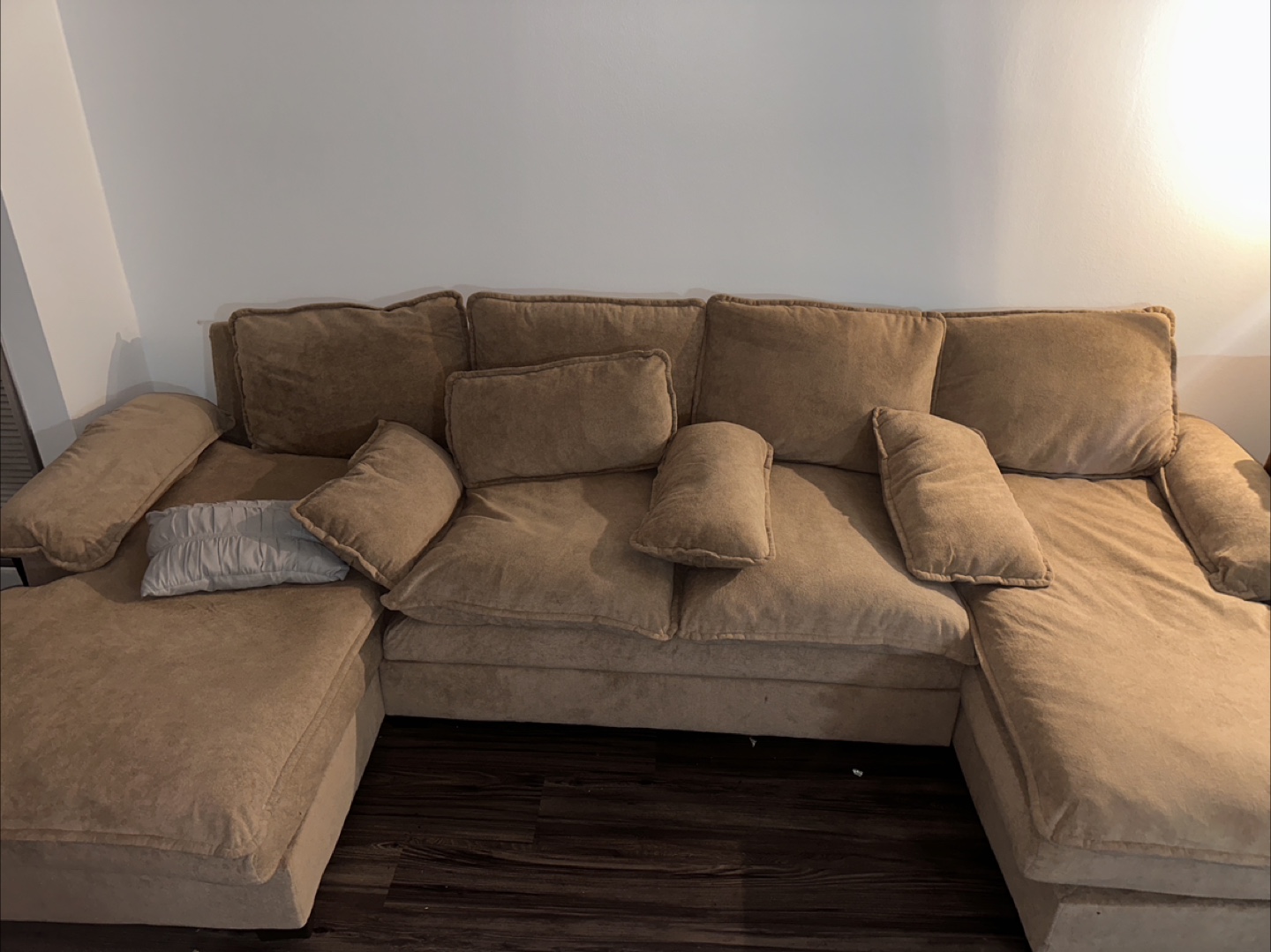 Tan U Shaped Couch, 4 Seat Sectional - photo 2