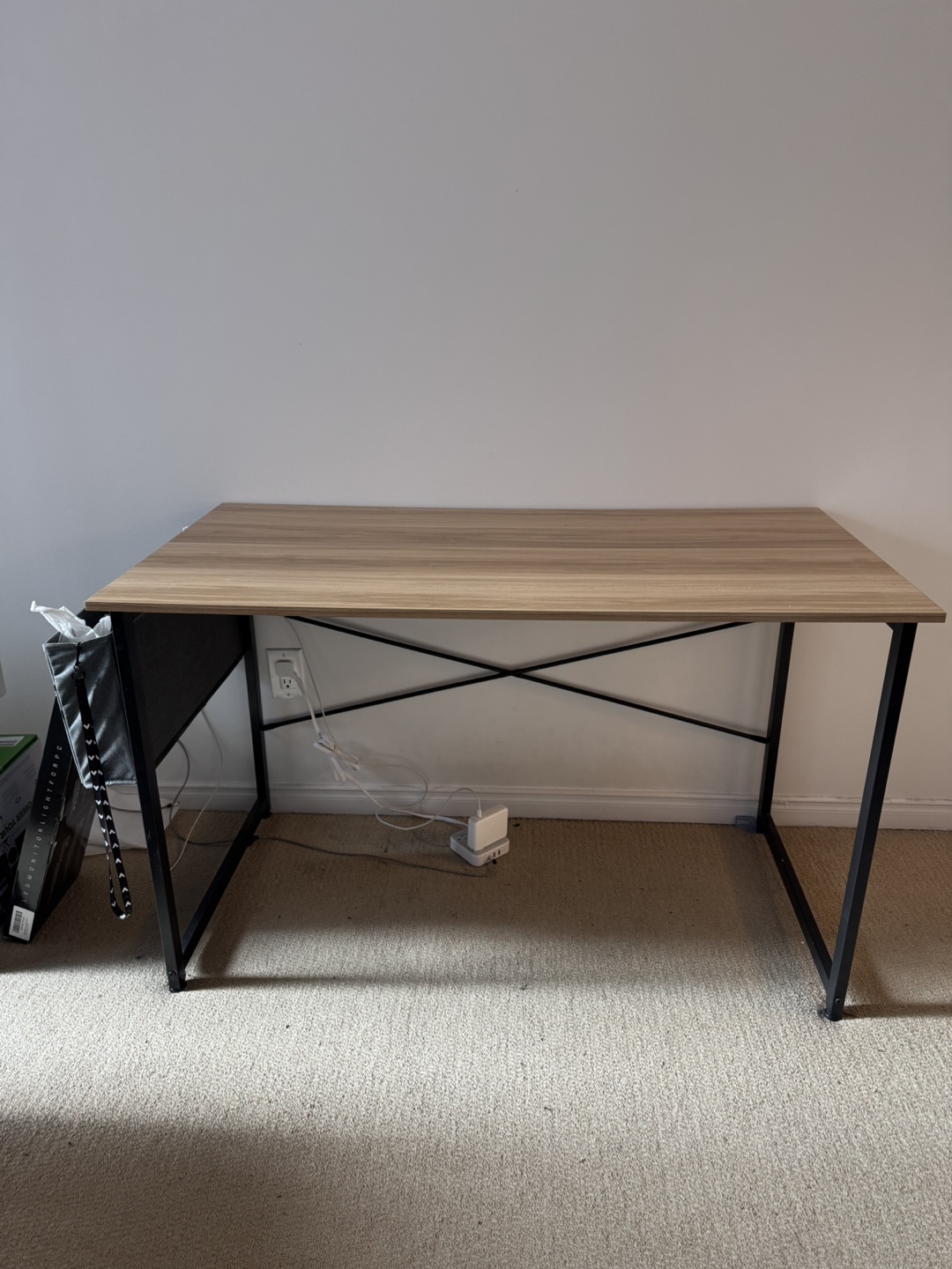 Wood and Black Metal Desk