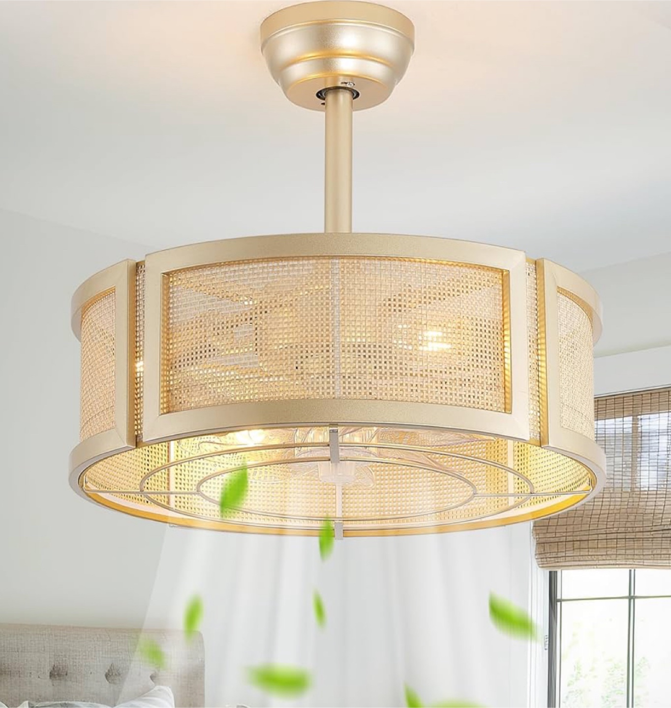 Rattan Ceiling Fan with Remote Control