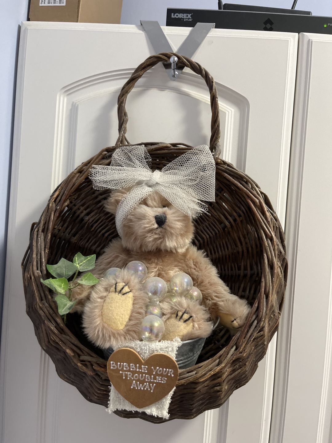 Wicker Basket with Teddy Bear