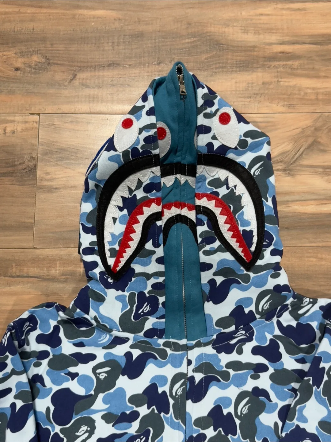 BAPE Blue Camo Shark Hoodie full zip image indicator(2)