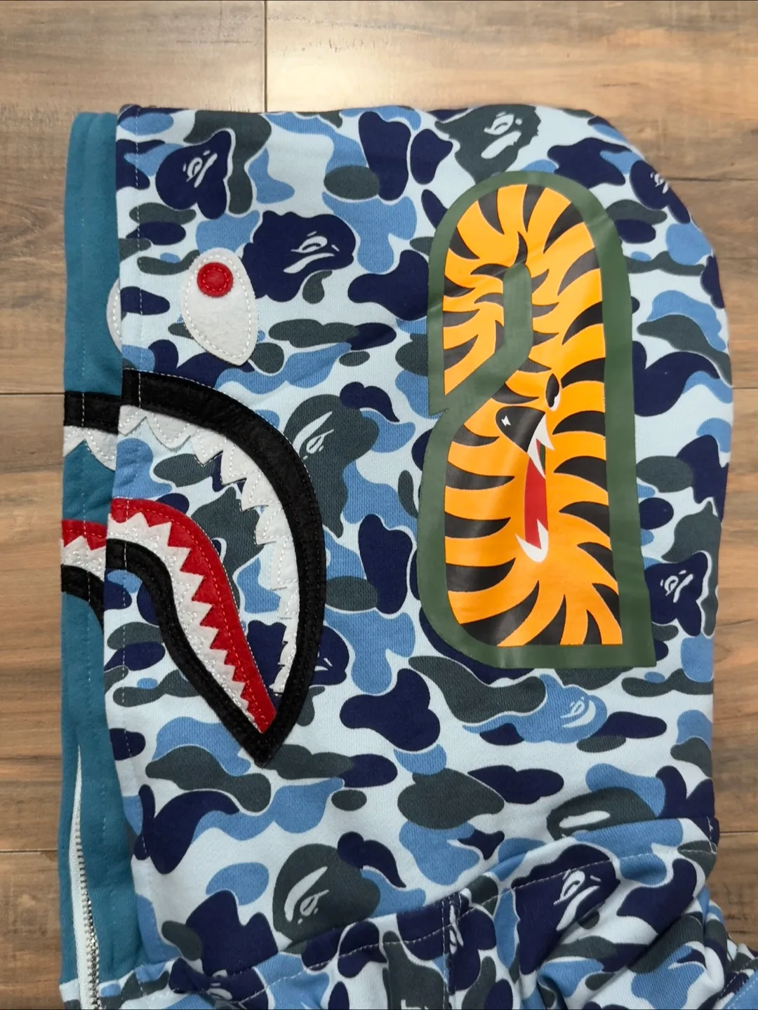 BAPE Blue Camo Shark Hoodie full zip image indicator(7)
