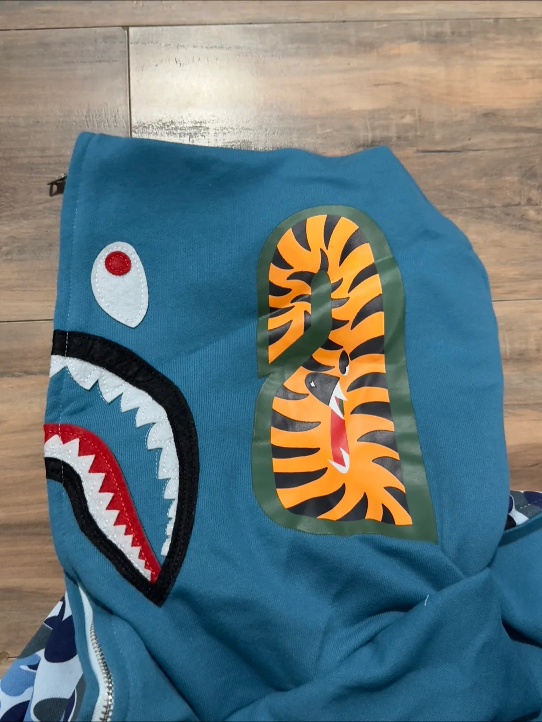 BAPE Blue Camo Shark Hoodie full zip image indicator(9)
