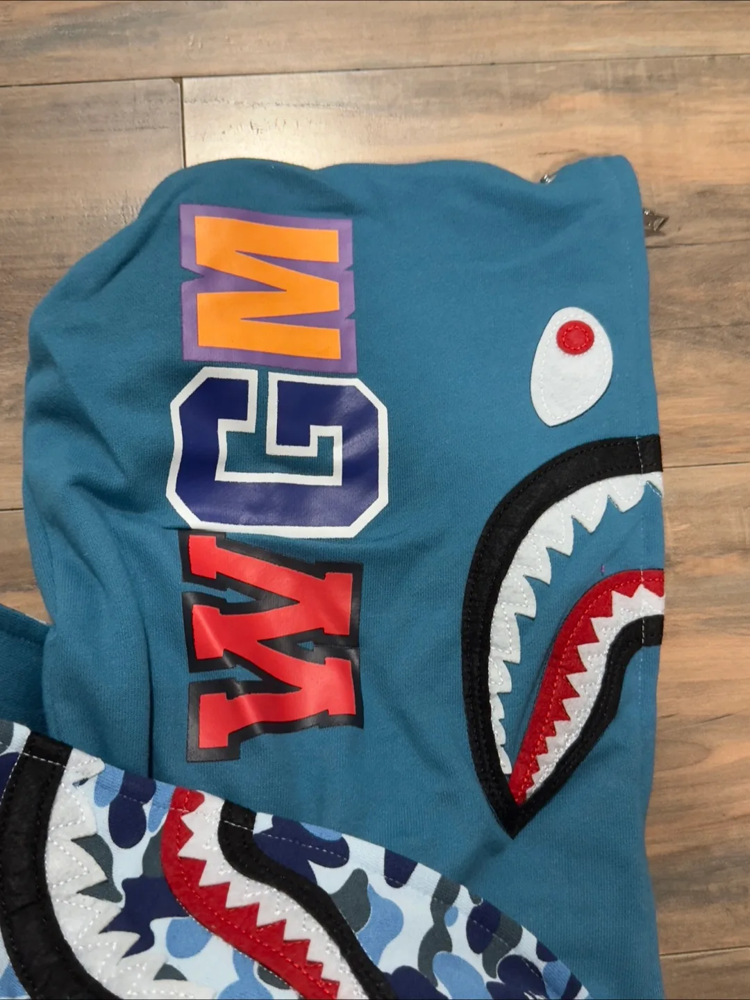 BAPE Blue Camo Shark Hoodie full zip image indicator(10)
