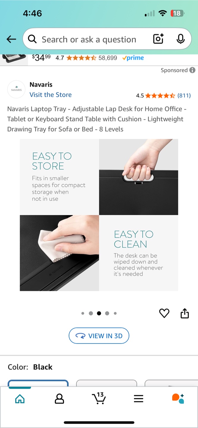 Adjustable Laptop Lap Desk - Black - photo 2