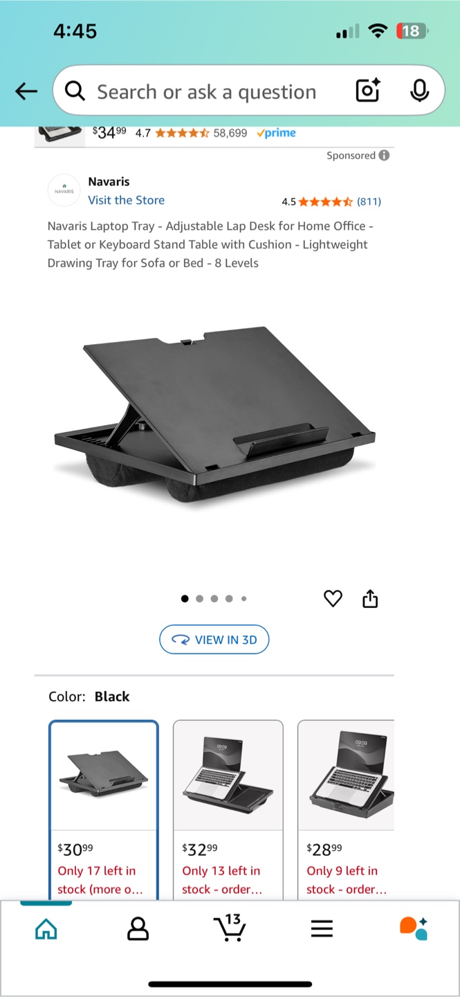 Adjustable Laptop Lap Desk - Black