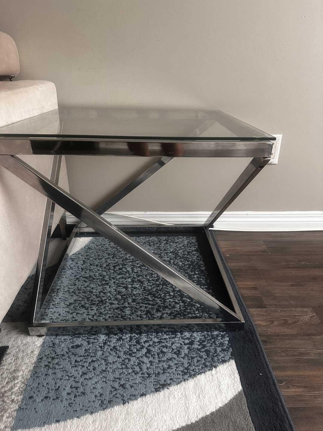 Glass Top Side Table with Metal Frame