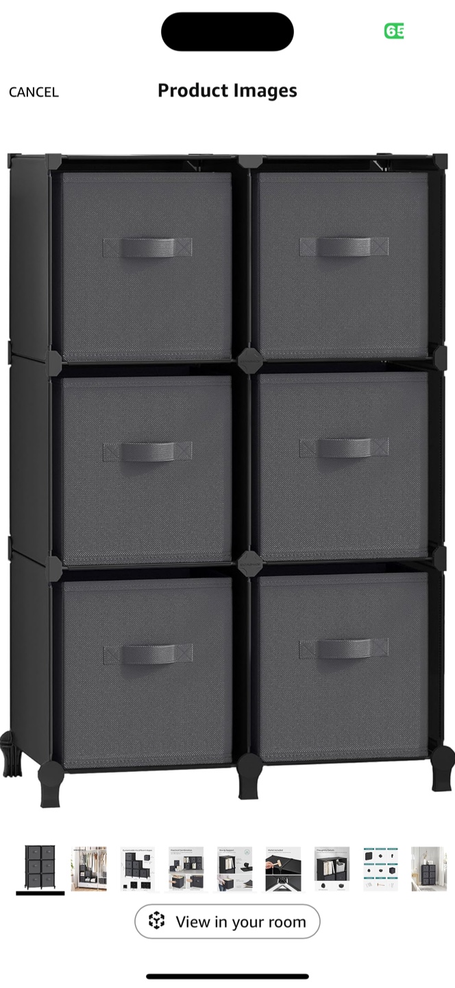 6-Cube Storage Organizer, Gray - photo 2