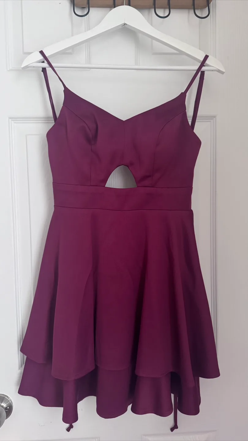 Burgundy Dress with Cutout thumbnail