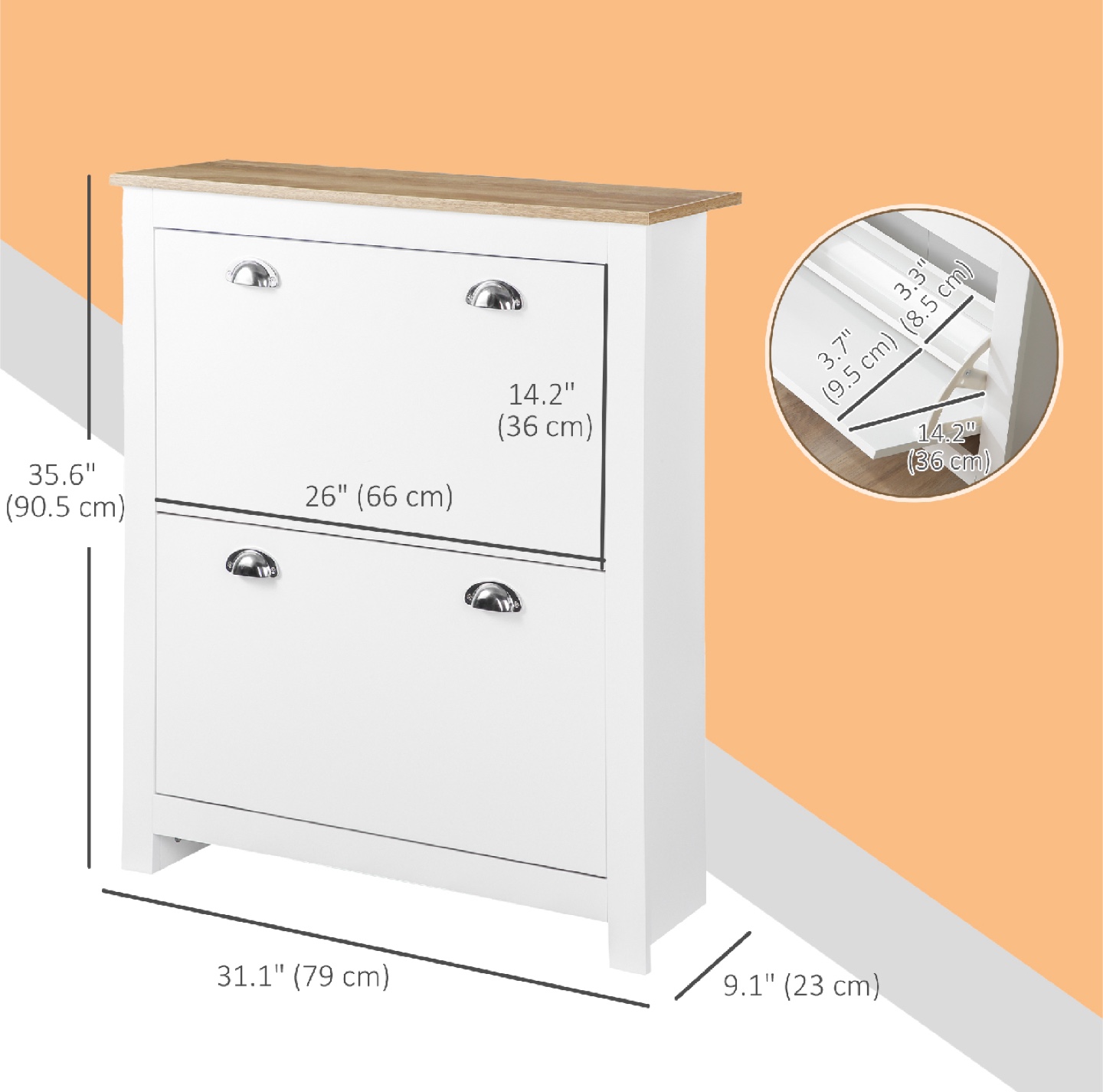 White Shoe Cabinet - 2-Tier Storage - photo 5