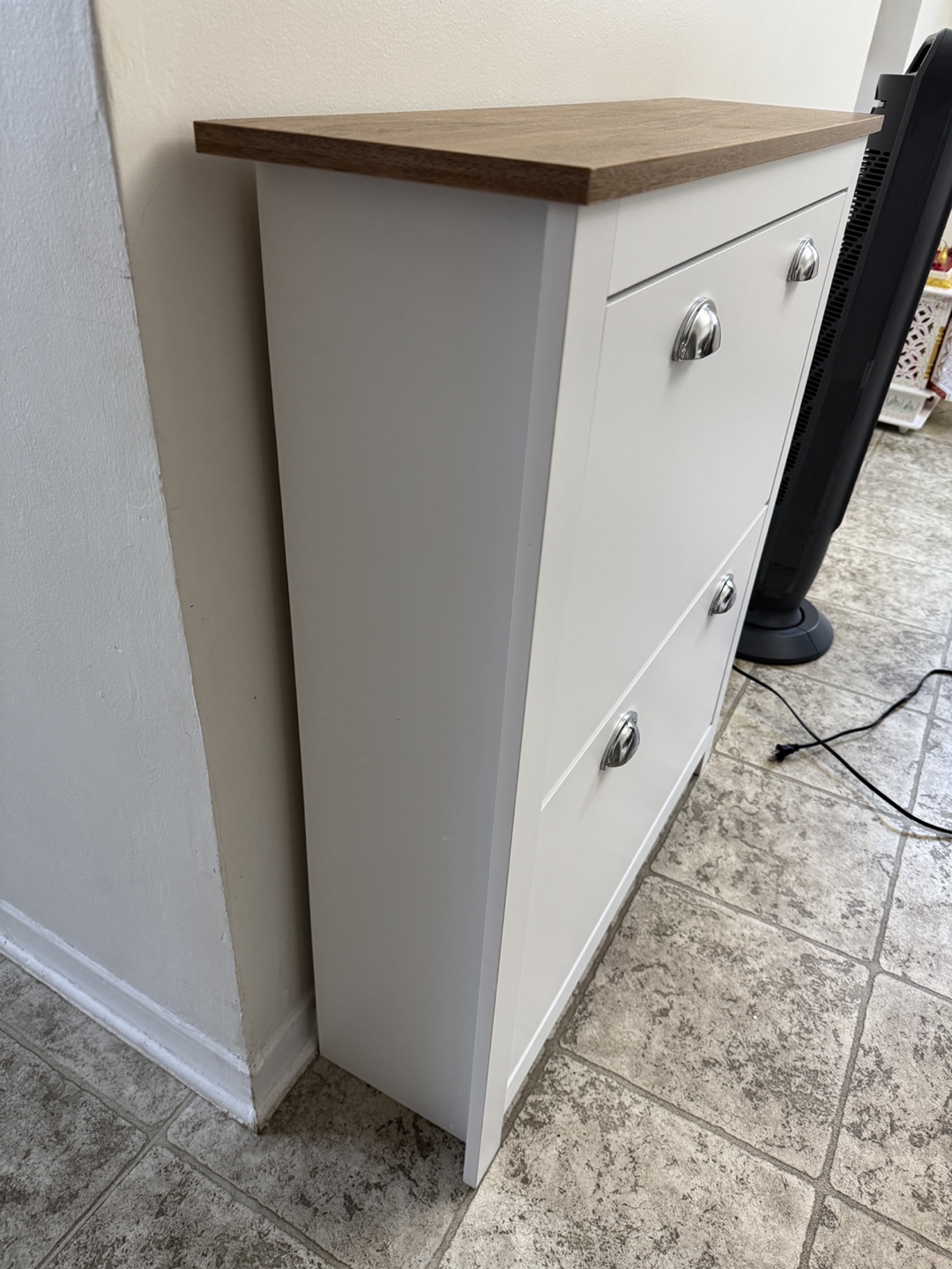 White Shoe Cabinet - 2-Tier Storage - photo 4